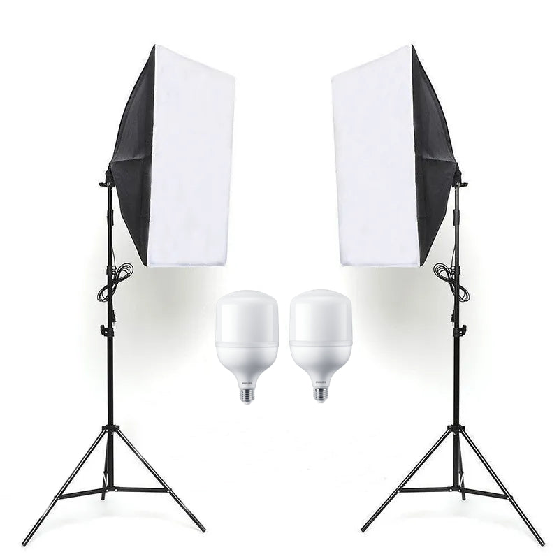 Studio Photography Light 2 Pezzi Softbox Kit Di Illuminazione Con lampadine da 185W BP1691