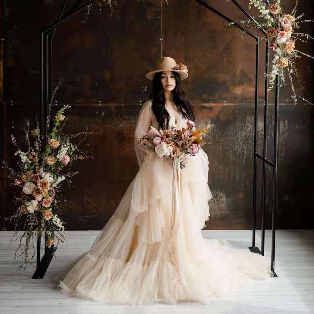 Splendido Abito Fotografico Premaman A Trapezio In Tulle Principessa RB17