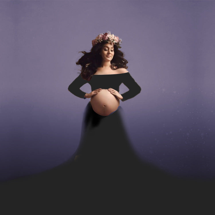 Abito Fotografico Premaman In Rete Di Pizzo A Maniche Lunghe RB8