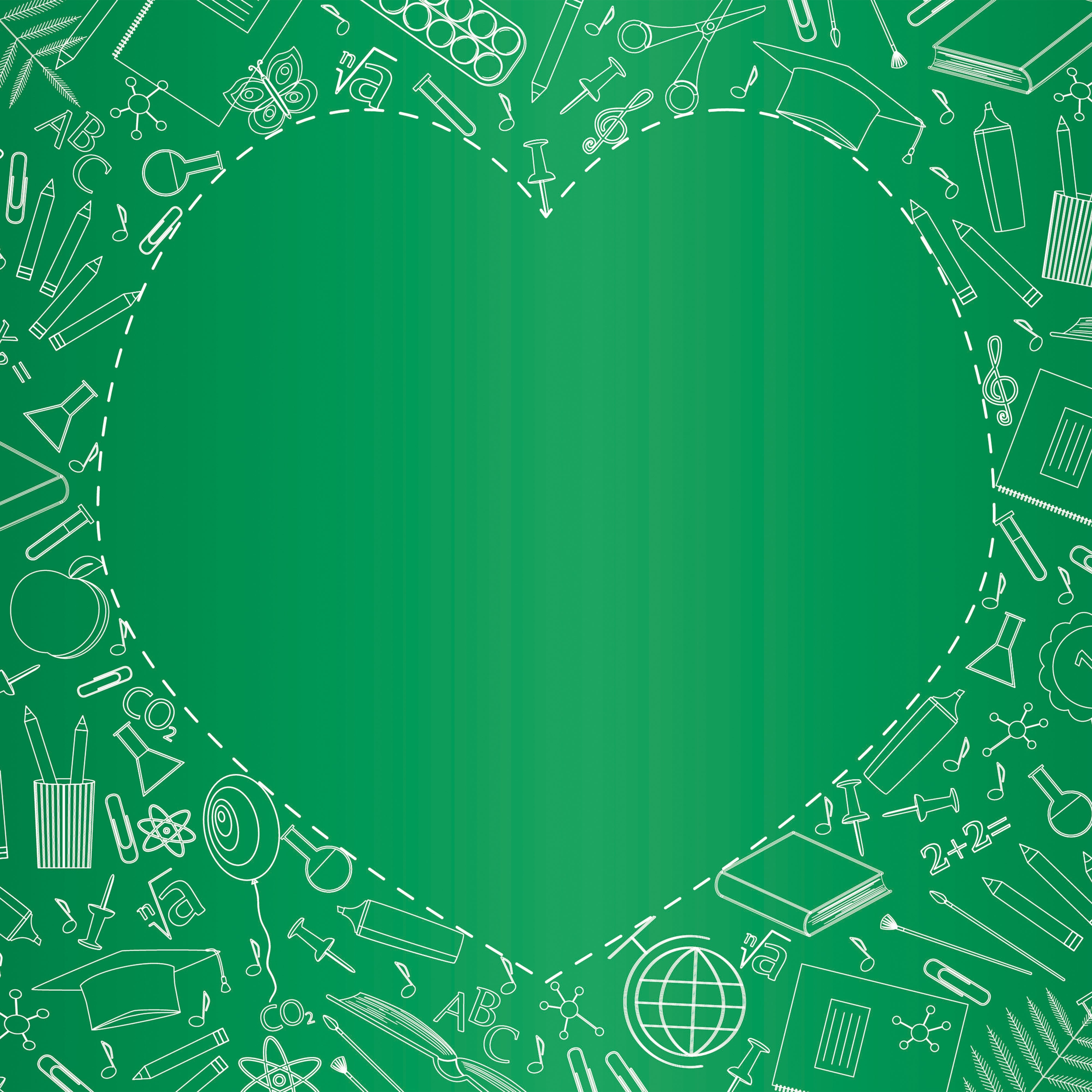 Elementi Di Studio Per Il Ritorno A Scuola Sfondo A Forma Di Cuore BRP7-42