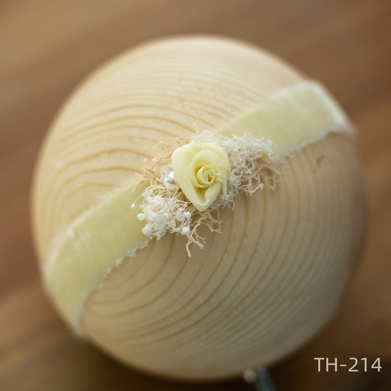 Accessori Per Capelli Con Fascia Per Capelli Con Perle E Fiori In Velluto Per Fotografia Neonata TH2