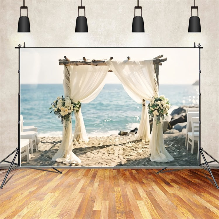 Sfondo Romantico Boho Floreale Con Arco Sul Mare BRP10-115