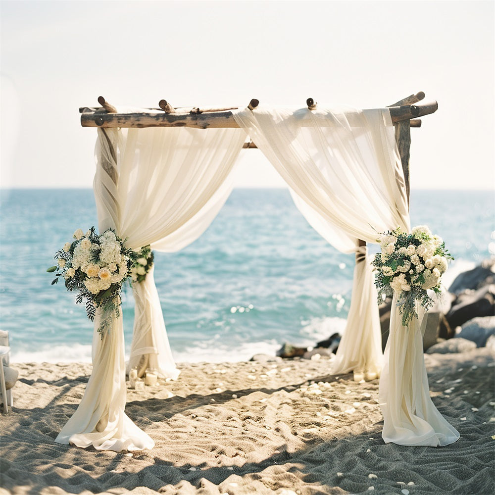 Sfondo Romantico Boho Floreale Con Arco Sul Mare BRP10-115
