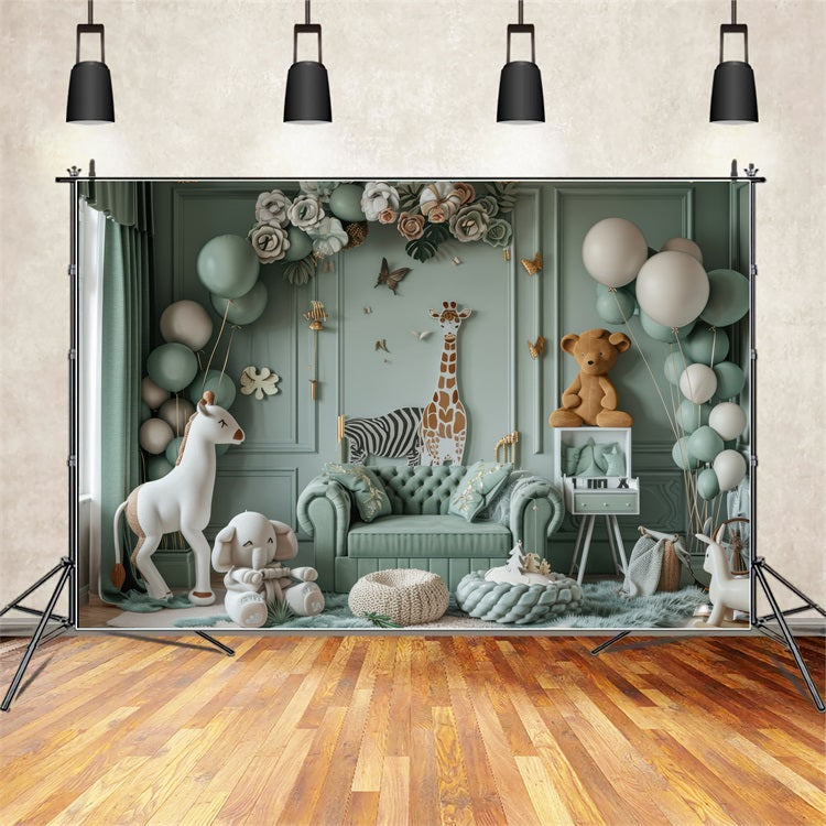 Sfondo Boho Per Safari Con Animali In Palloncino BRP10-119