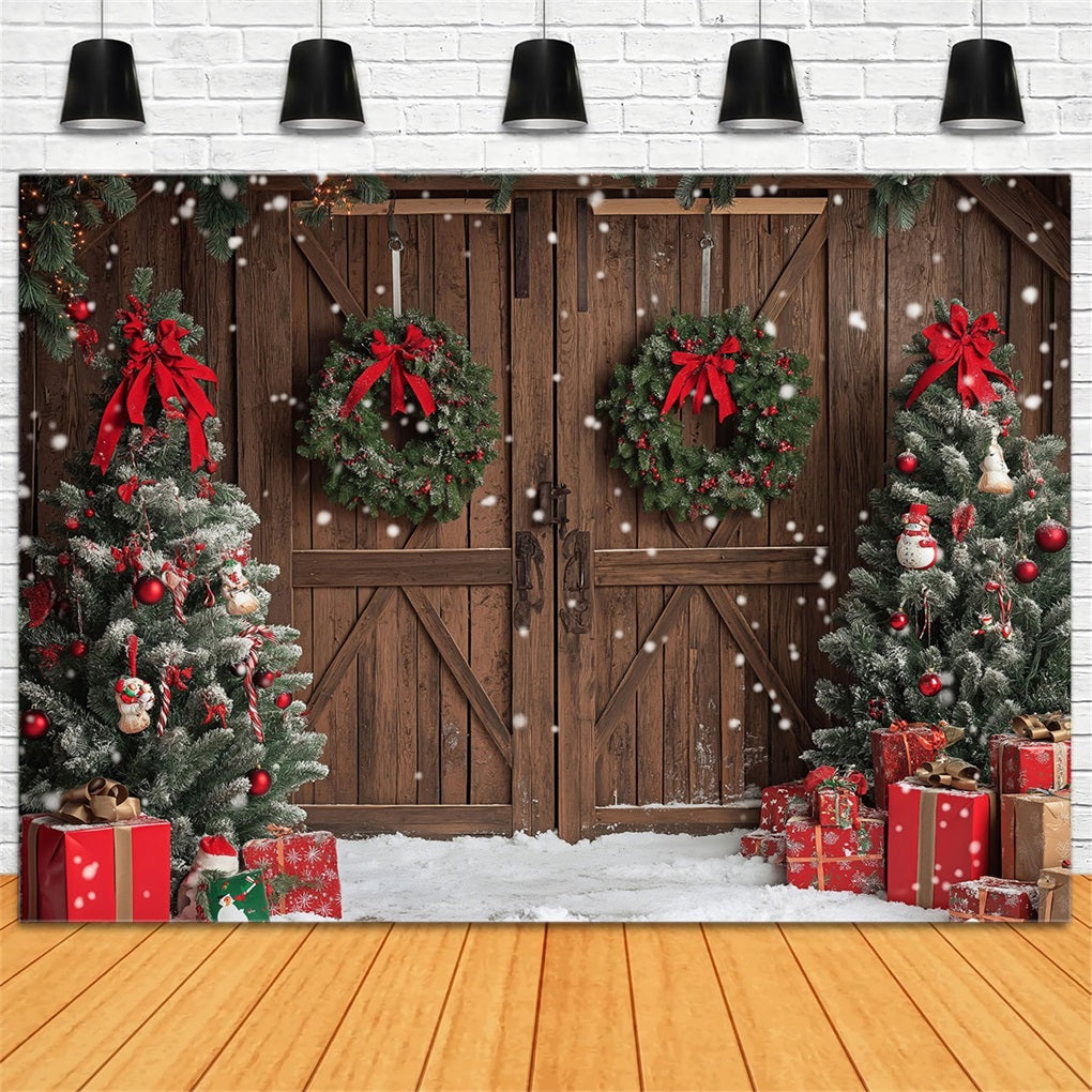 Fondali Per Decorazioni Natalizie Rustiche Alberi Scatole Regalo Sfondo BRP10-146