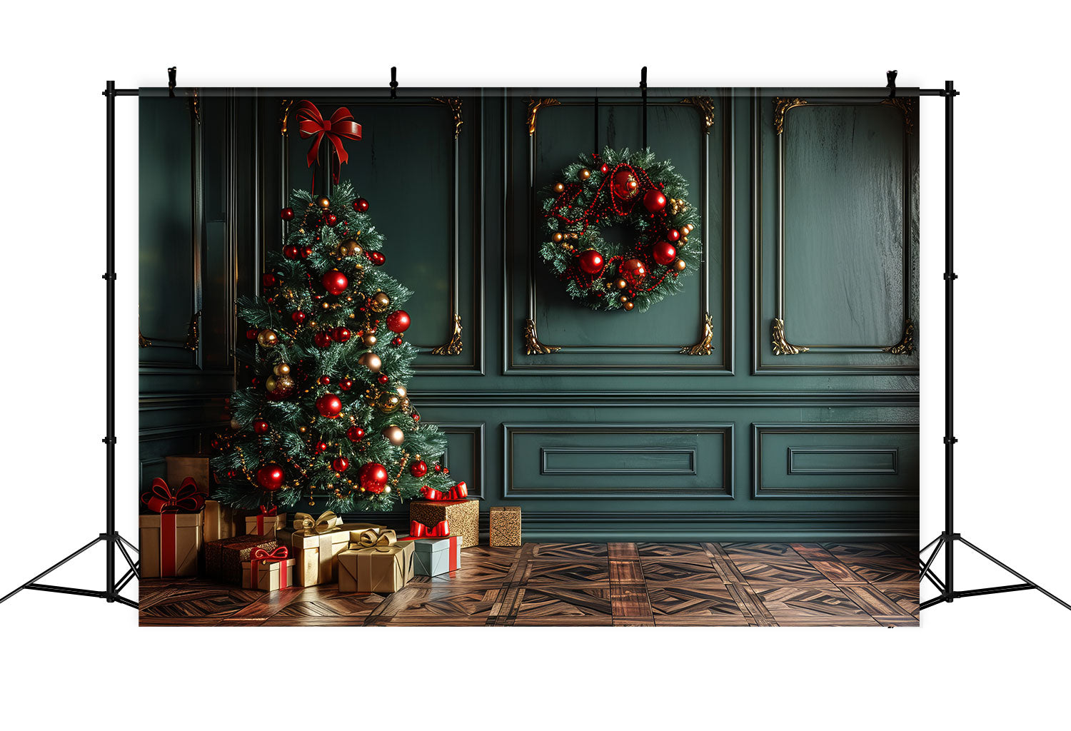 Sfondo Per Lo Sfondo Della Ghirlanda Dell'Albero Di Natale All'Angolo BRP10-151