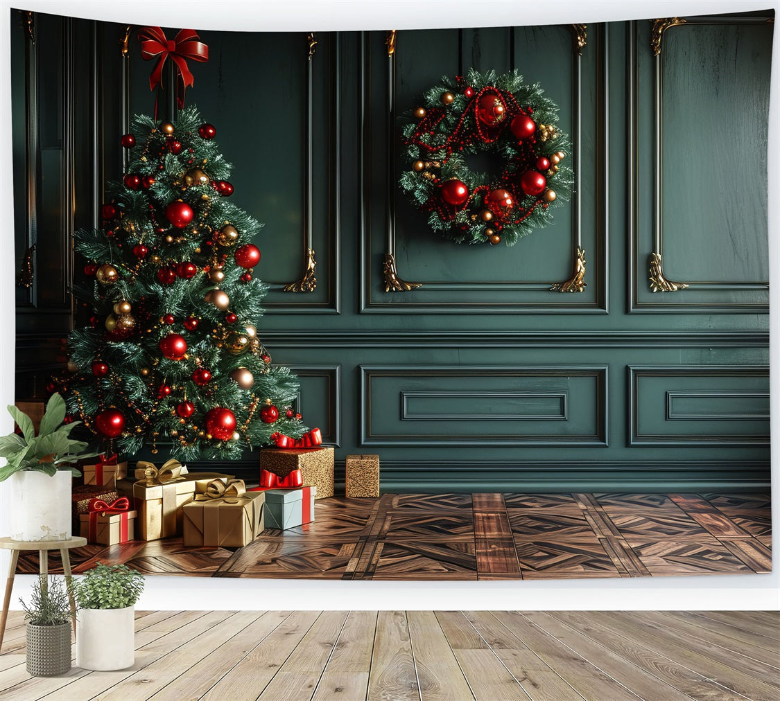 Sfondo Per Lo Sfondo Della Ghirlanda Dell'Albero Di Natale All'Angolo BRP10-151