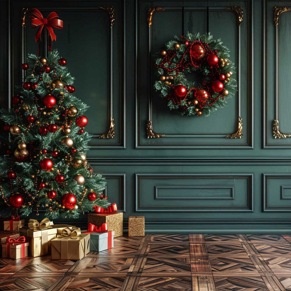 Sfondo Per Lo Sfondo Della Ghirlanda Dell'Albero Di Natale All'Angolo BRP10-151