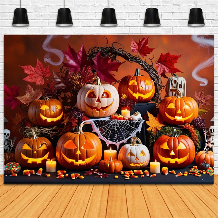 Fondali Fotografici Di Halloween Sfondo Di Raccolta Di Zucche Spettrali BRP10-168