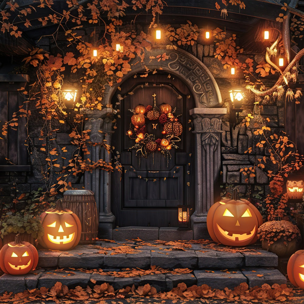 Fondali Fotografici Di Halloween Sfondo Di Zucche Inquietanti In Una Casa Stregata BRP10-169