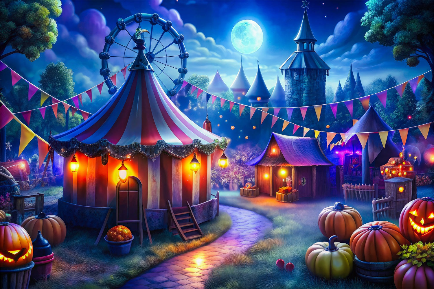 Sfondo Di Foto Di Halloween Sfondo Di Scena Di Circo Di Halloween Scuro BRP10-173