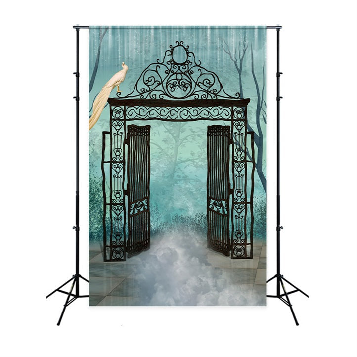 Fondali Di Halloween Fondali Spooky Gate Foggy Atmosphere Sfondo BRP10-177