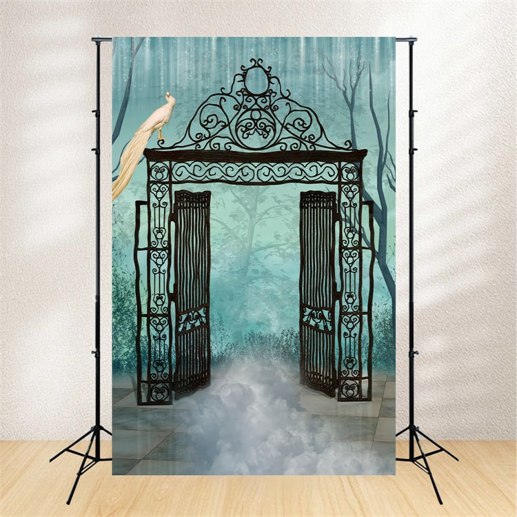 Fondali Di Halloween Fondali Spooky Gate Foggy Atmosphere Sfondo BRP10-177
