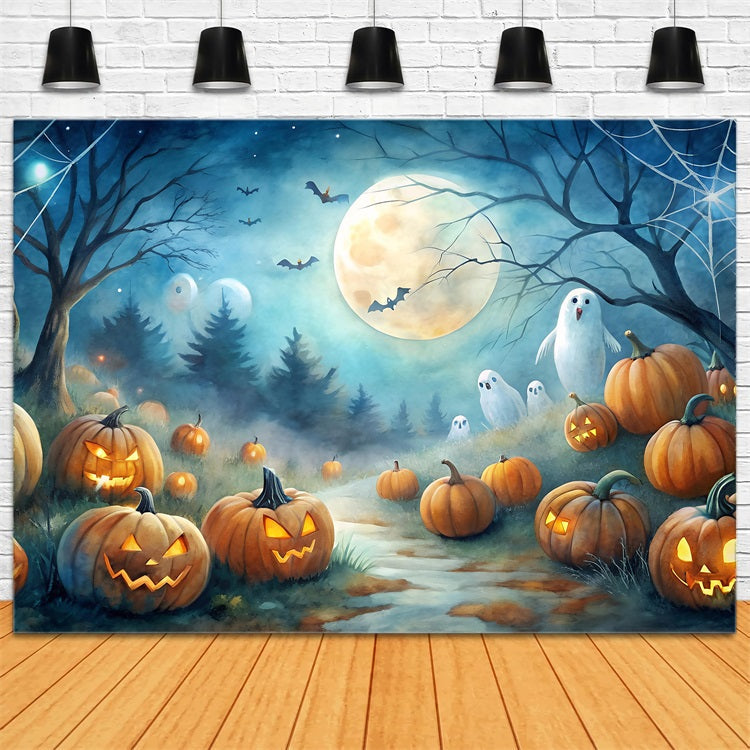 Sfondo Di Halloween Sfondo Di Fantasmi Del Boschetto Di Zucche BRP10-183
