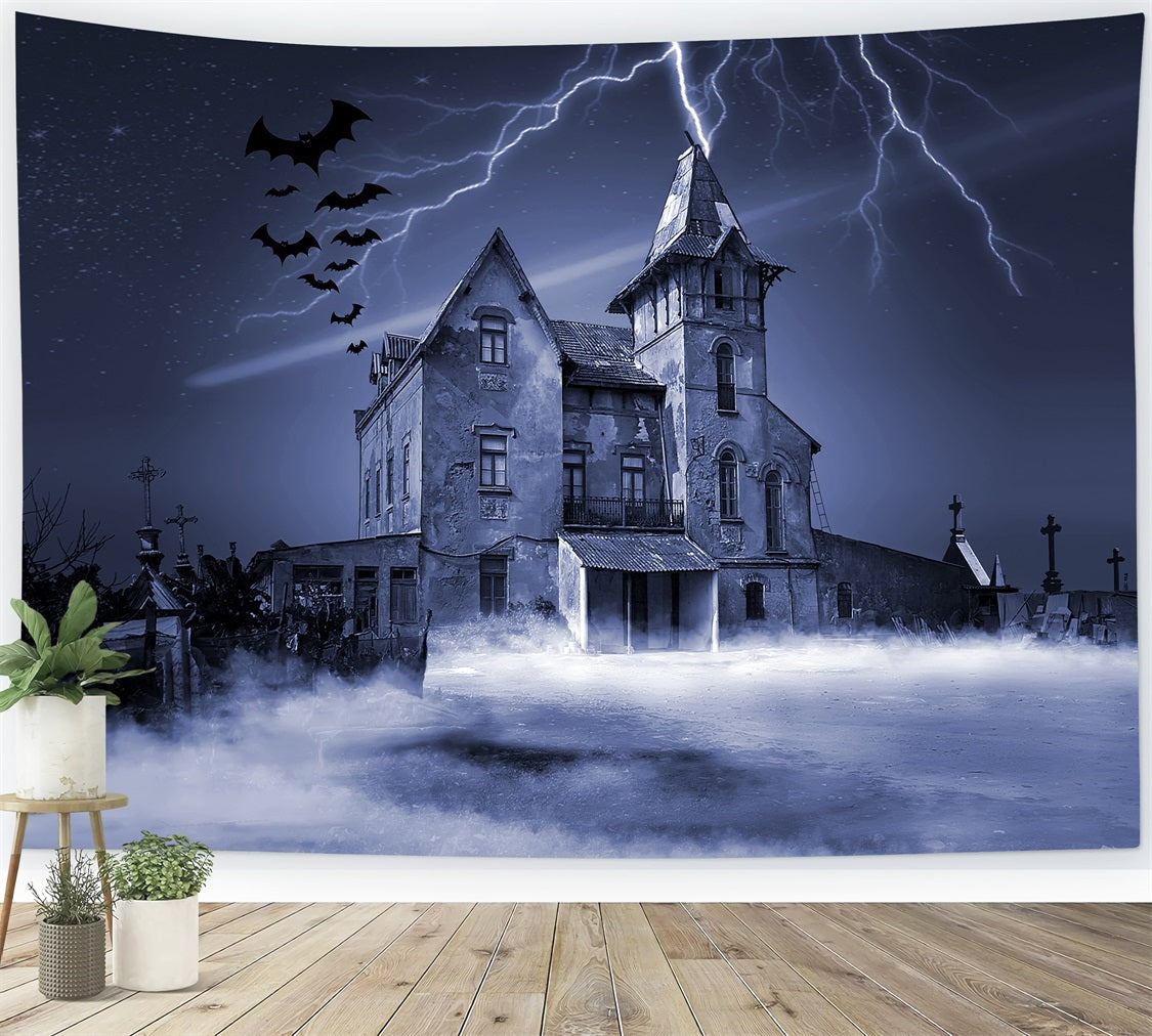Sfondo Di Halloween Pipistrelli Fulmini Sfondo Della Casa Stregata BRP10-215