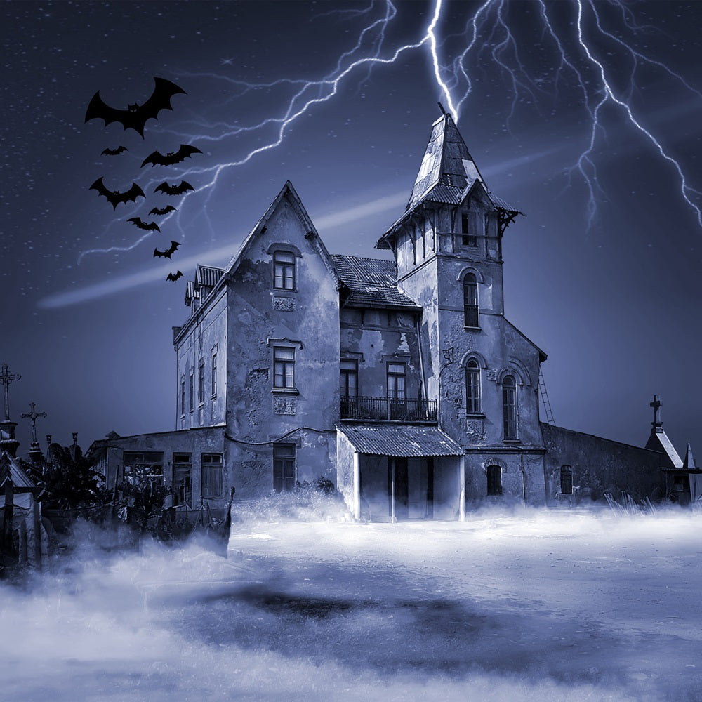 Sfondo Di Halloween Pipistrelli Fulmini Sfondo Della Casa Stregata BRP10-215