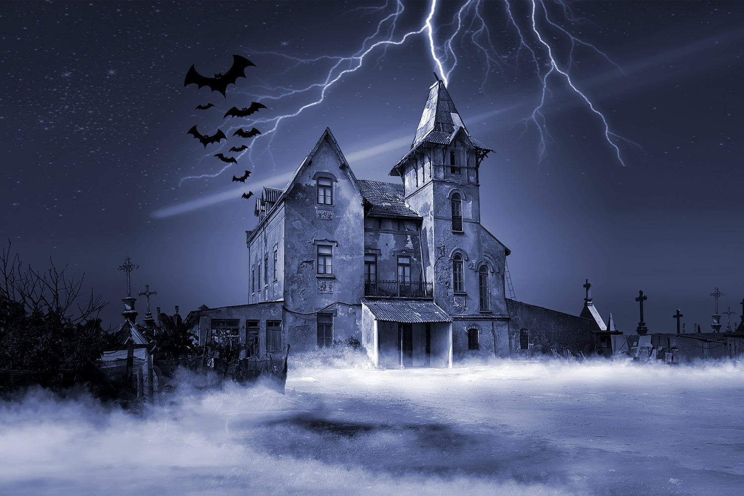 Sfondo Di Halloween Pipistrelli Fulmini Sfondo Della Casa Stregata BRP10-215