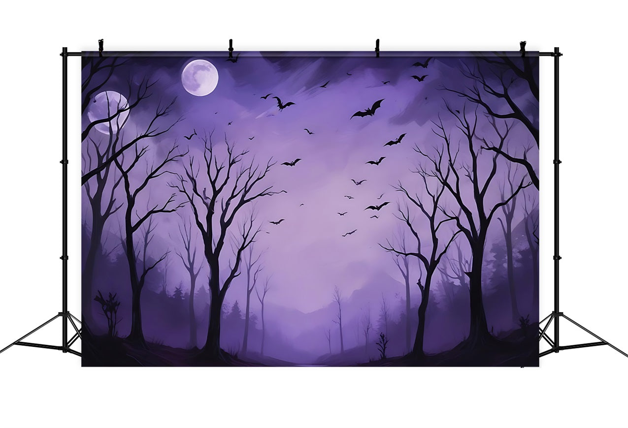 Sfondo Di Halloween Design Notte Viola Foresta Stregata Sfondo BRP10-217