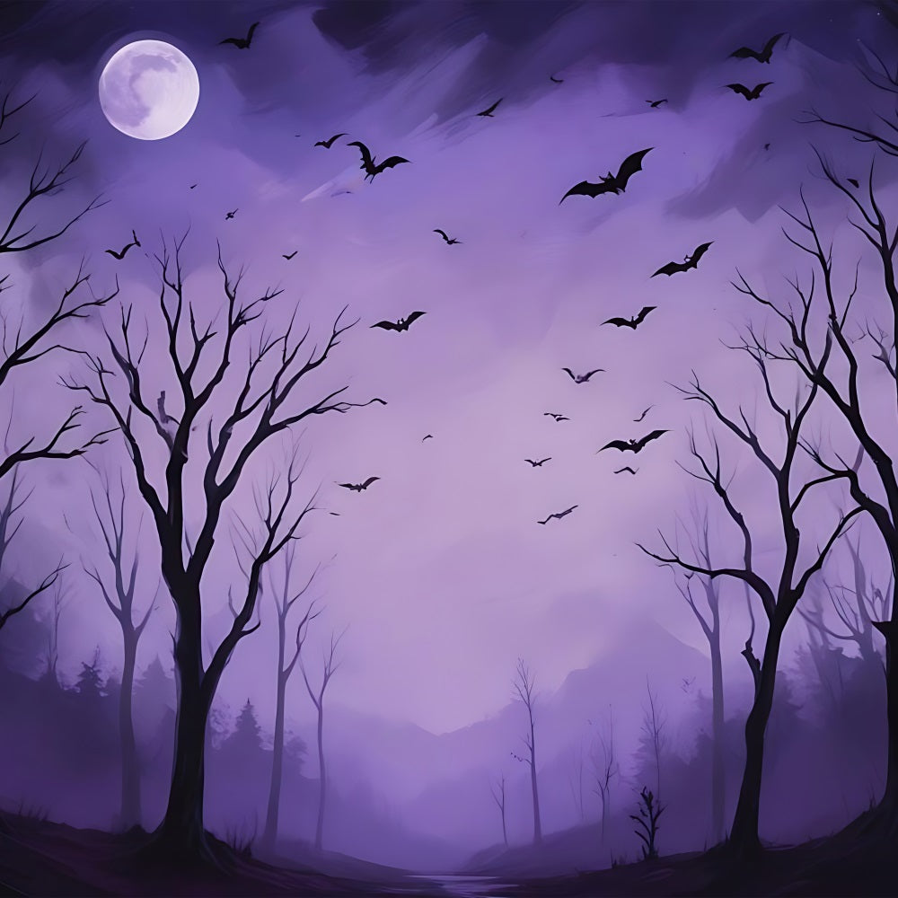 Sfondo Di Halloween Design Notte Viola Foresta Stregata Sfondo BRP10-217