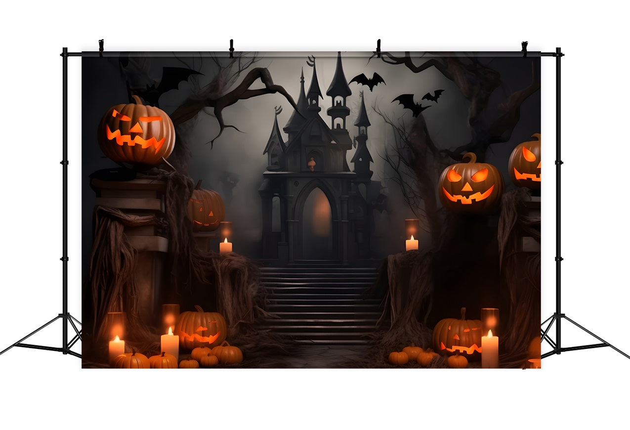 Sfondo Del Castello Di Halloween Sfondo Di Zucche Raccapriccianti Gotiche Scure BRP10-229