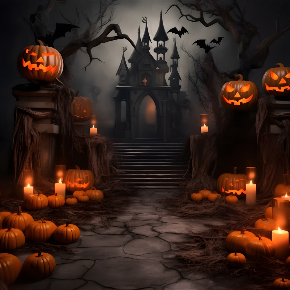Sfondo Del Castello Di Halloween Sfondo Di Zucche Raccapriccianti Gotiche Scure BRP10-229