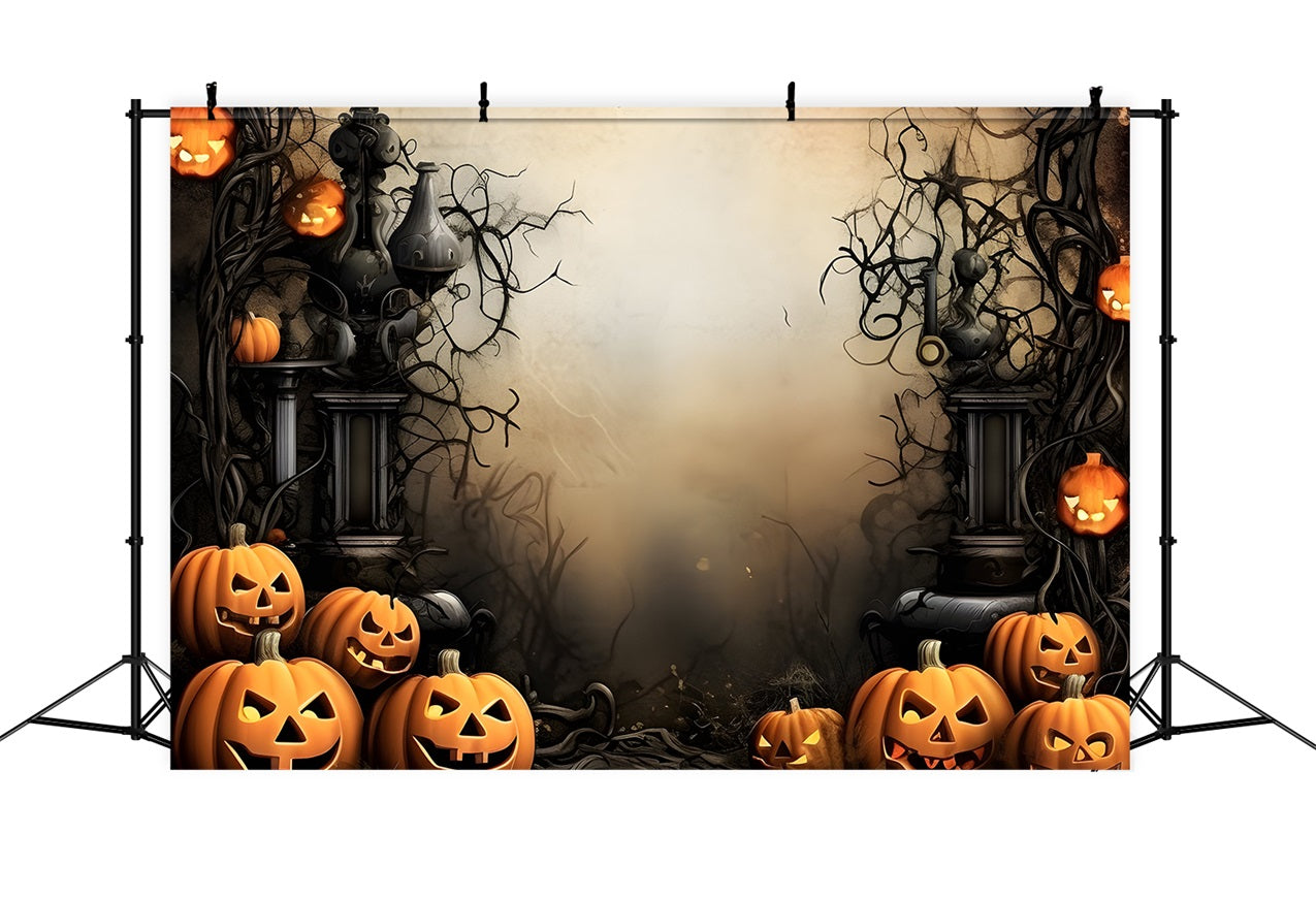 Sfondo Di Halloween Zucche Spettrali Sfondo Di Viti Intrecciate BRP10-231
