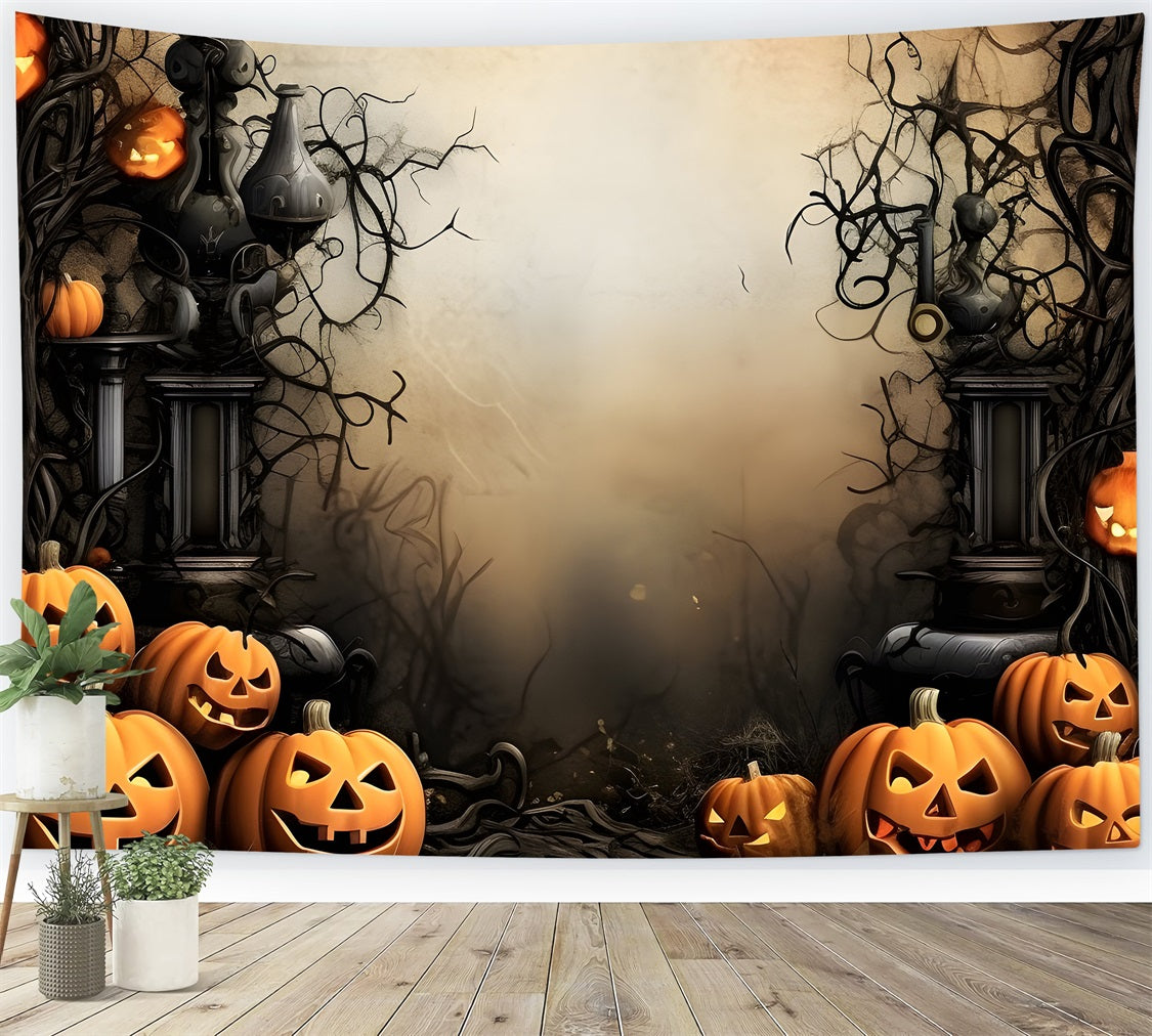 Sfondo Di Halloween Zucche Spettrali Sfondo Di Viti Intrecciate BRP10-231