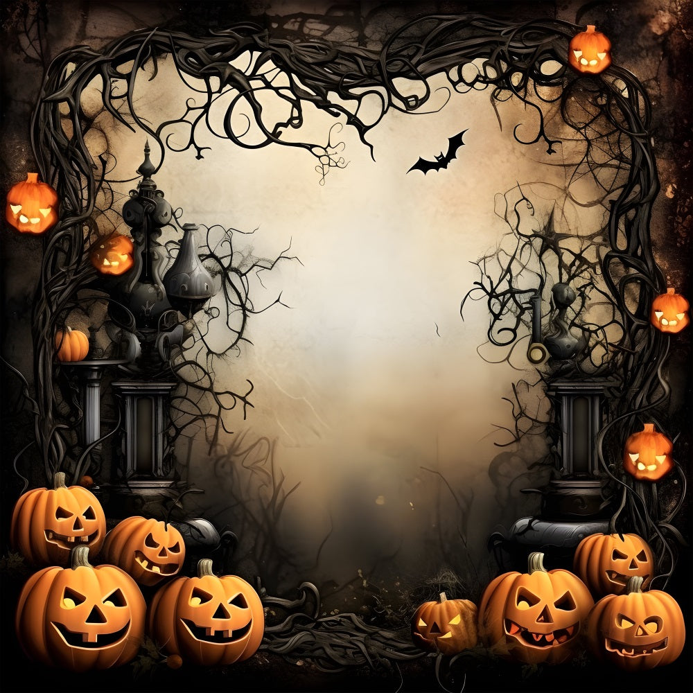 Sfondo Di Halloween Zucche Spettrali Sfondo Di Viti Intrecciate BRP10-231