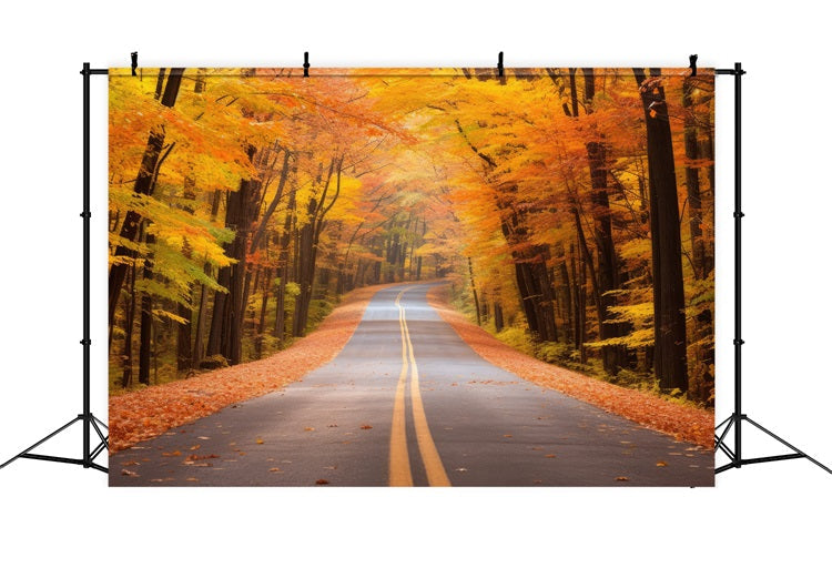 Sfondo Autunnale Scenic Fall Forest Driveway Road Fondale BRP10-236