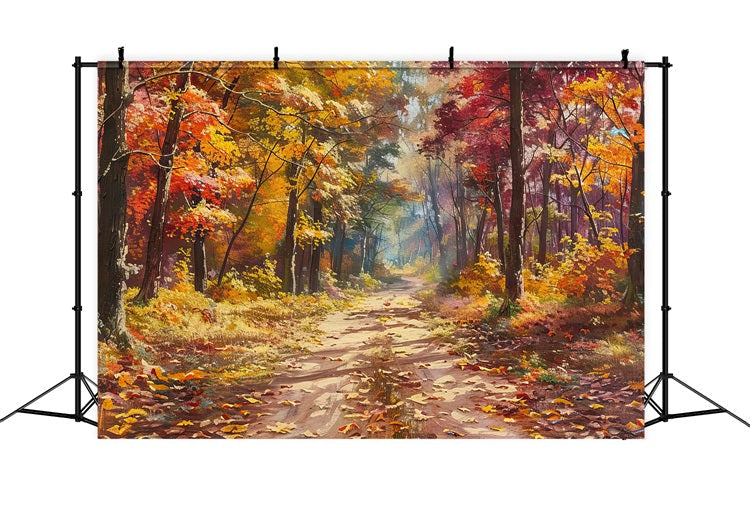 Fondali Autunnali Foto Foglie Colorate Sfondo Del Sentiero Nel Bosco BRP10-239