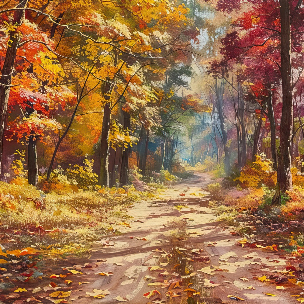 Fondali Autunnali Foto Foglie Colorate Sfondo Del Sentiero Nel Bosco BRP10-239