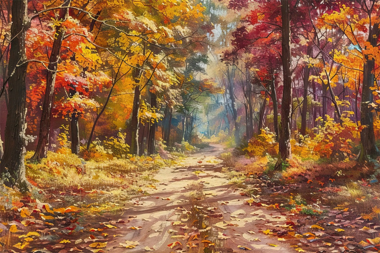 Fondali Autunnali Foto Foglie Colorate Sfondo Del Sentiero Nel Bosco BRP10-239
