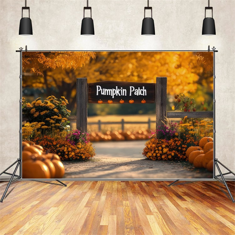 Sfondo A Tema Autunnale Fiori Zucca Patch Sfondo BRP10-244