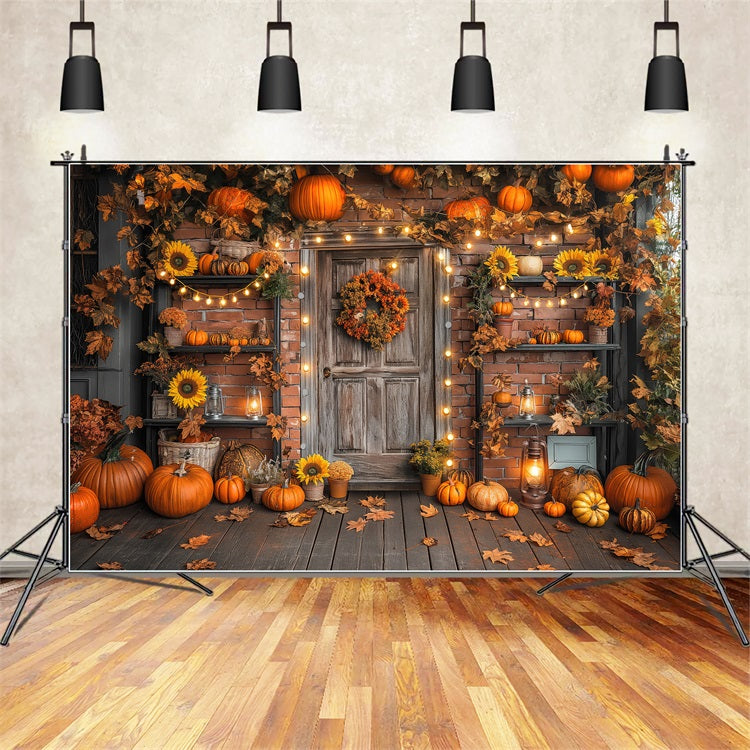 Sfondo Autunnale Fotografia Rustico Porta Zucca Decor Sfondo BRP10-247