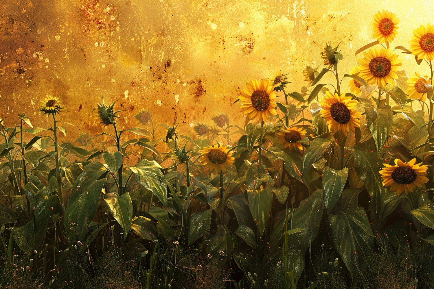 Fondali Autunnali Girasoli Sfondo Luce Dorata BRP10-251