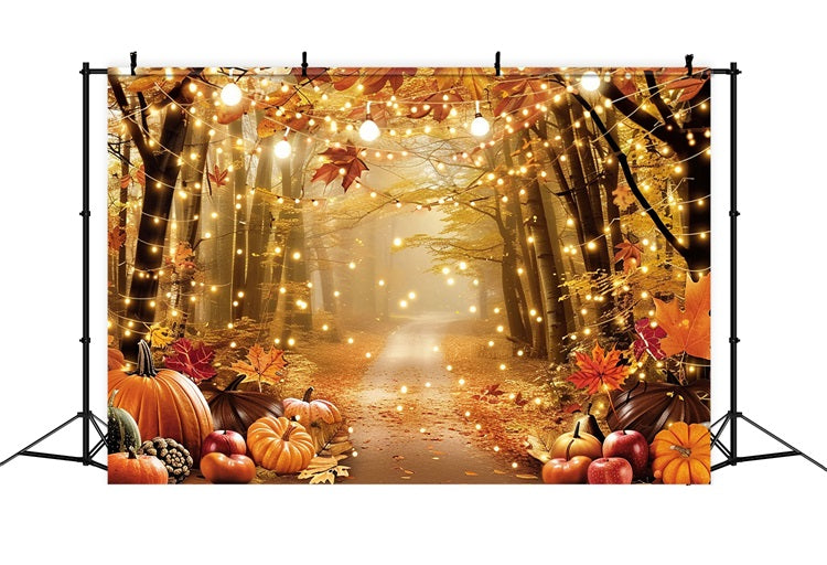Sfondo Della Foresta Autunnale Sfondo Illuminato Con Foglie Di Zucche BRP10-261