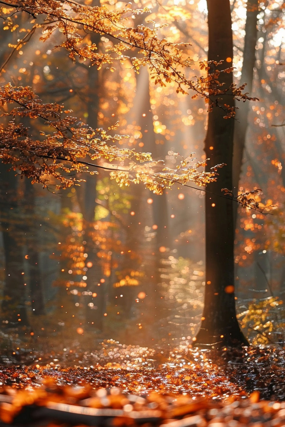 Betulle Fondali Fotografici Autunnali Foresta Raggi Di Sole Scintillanti Sfondo BRP10-263