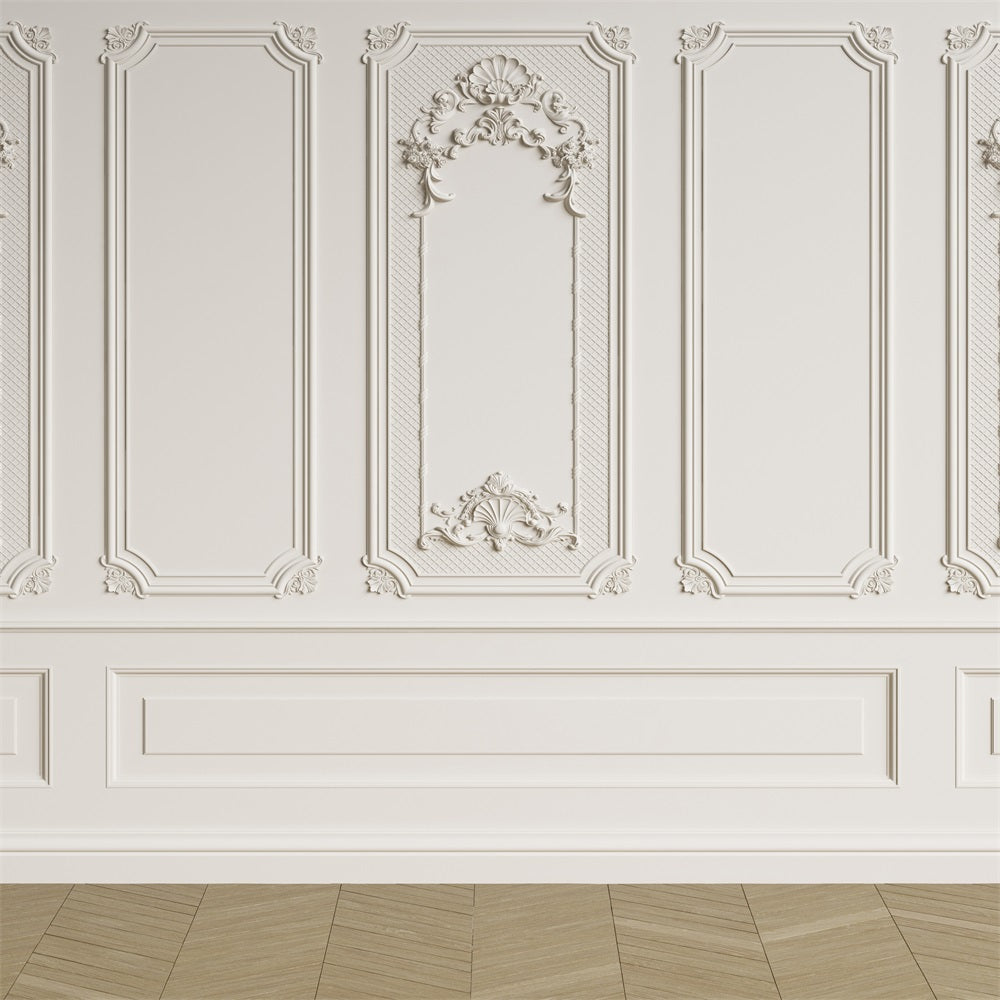 Fondali Fotografici Retro Fondale In Stile Barocco Bianco BRP10-269