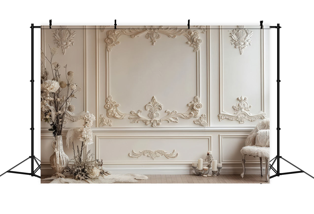 Sfondo Retro Accenti Floreali Bianchi Vintage Sfondo BRP10-271