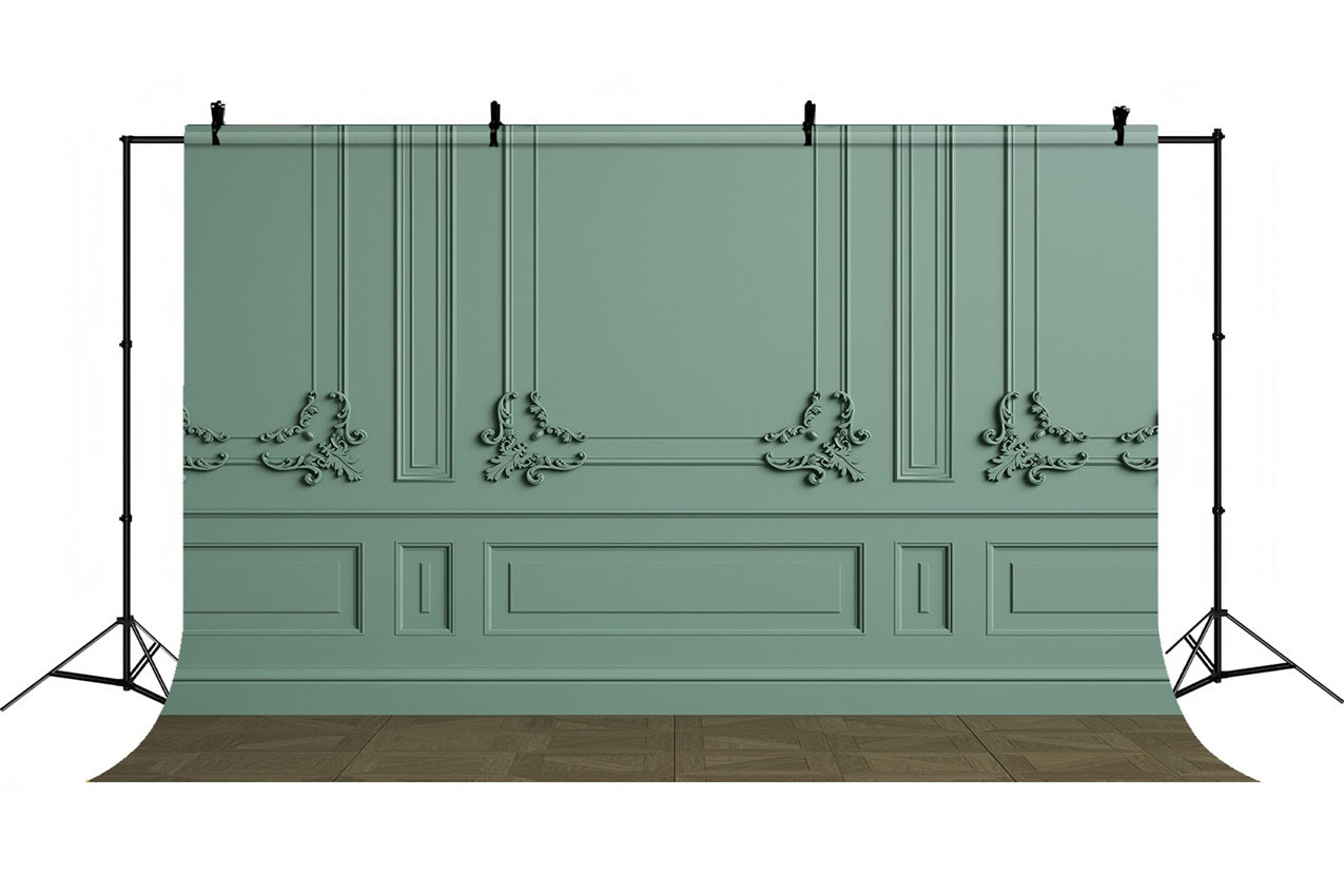 Fondali Retro Sfondo Dal Design Ornato Classico Da Parete Verde BRP10-272