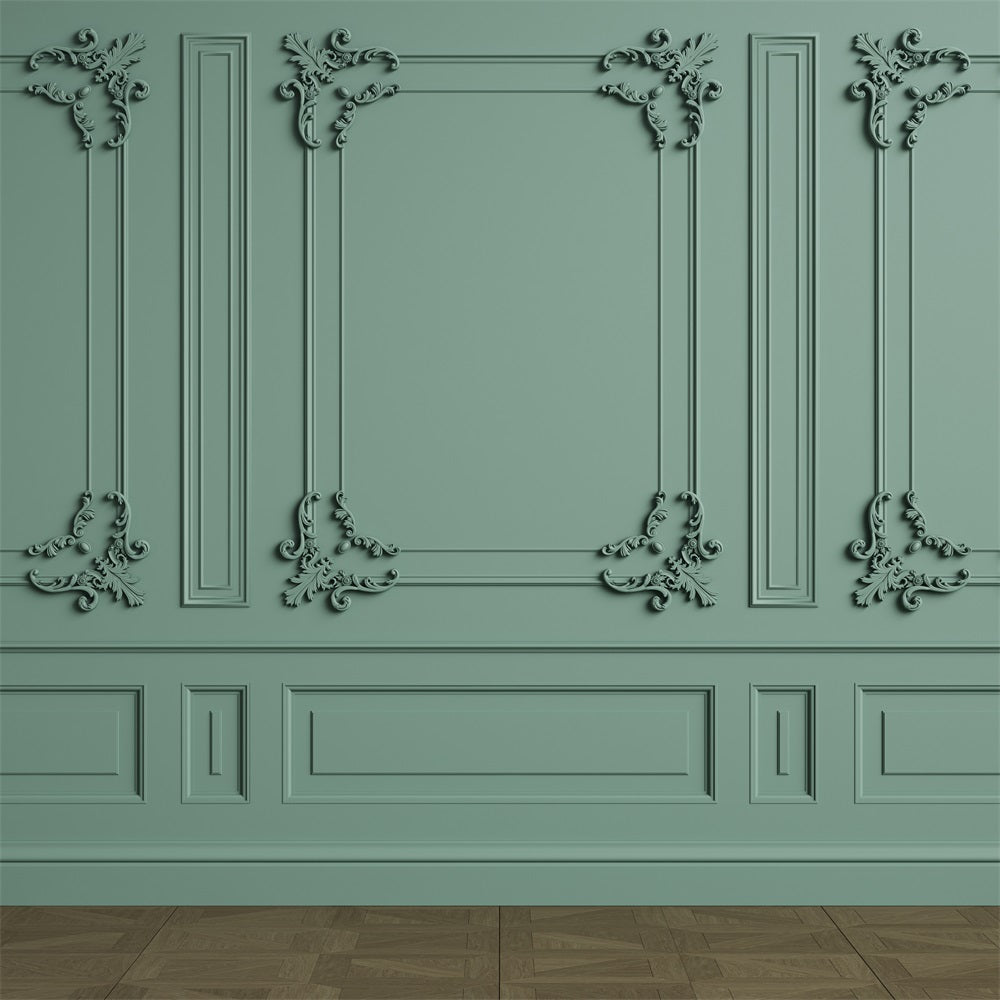 Fondali Retro Sfondo Dal Design Ornato Classico Da Parete Verde BRP10-272
