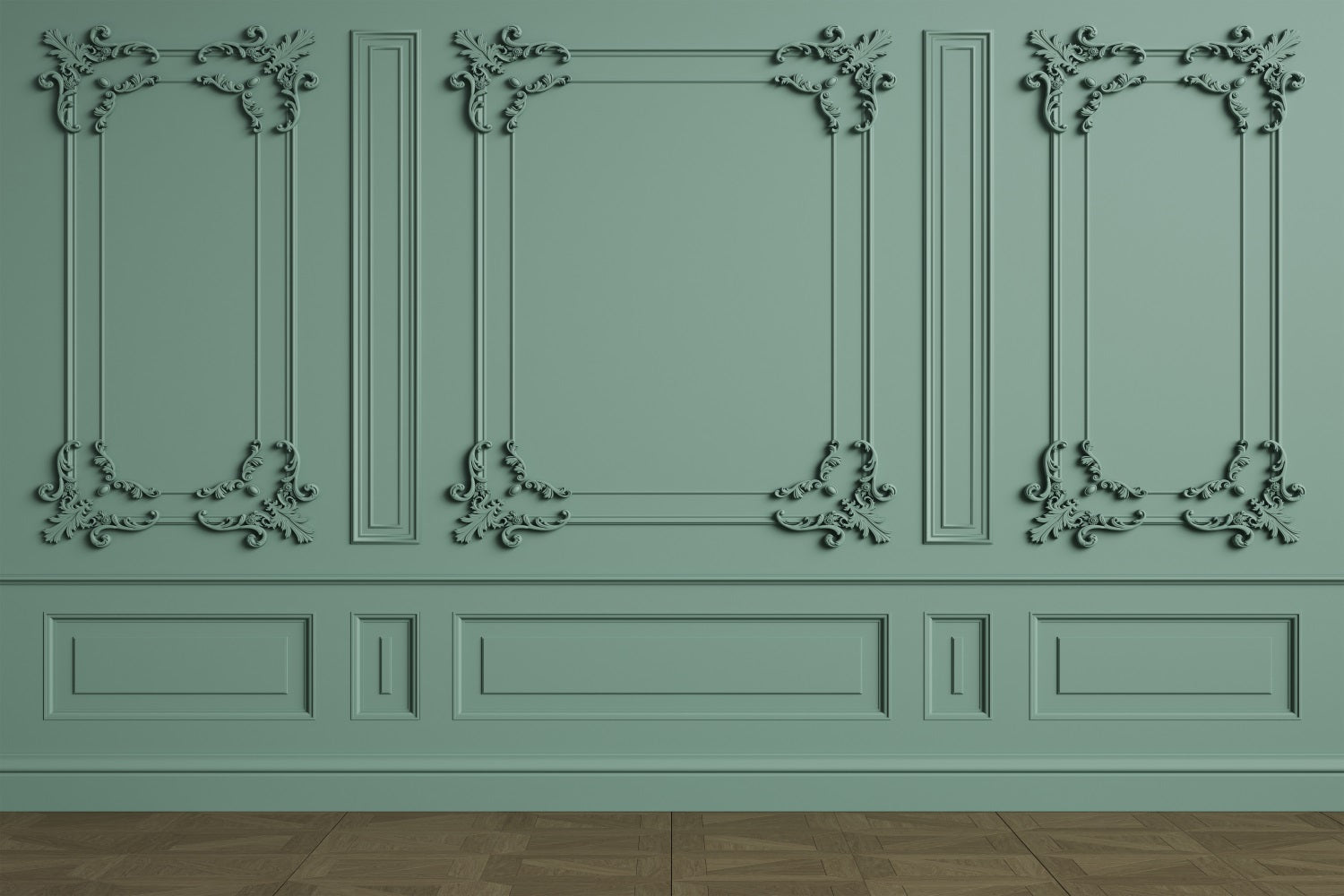 Fondali Retro Sfondo Dal Design Ornato Classico Da Parete Verde BRP10-272