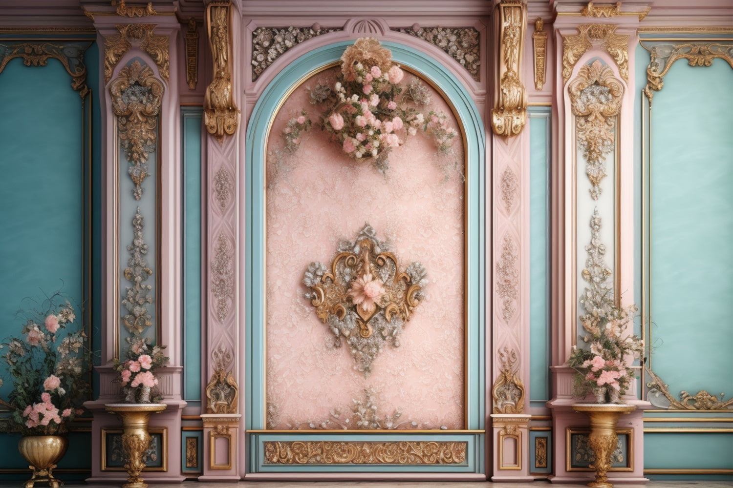 Fondali Retro Sfondo Da Parete Con Design Floreale Pastello BRP10-281