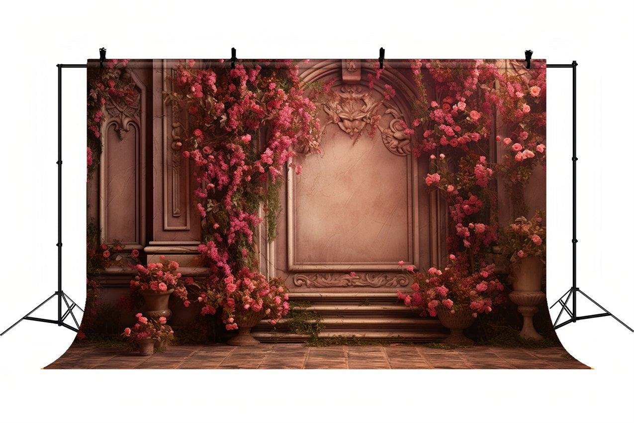 Sfondo Per Cabina Fotografica Retro Da Parete Sfondo Floreale Rosa BRP10-292