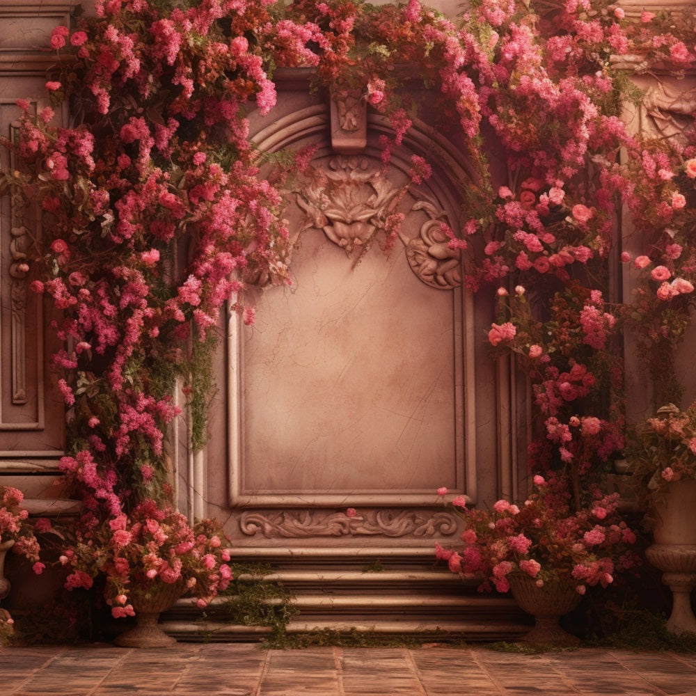 Sfondo Per Cabina Fotografica Retro Da Parete Sfondo Floreale Rosa BRP10-292