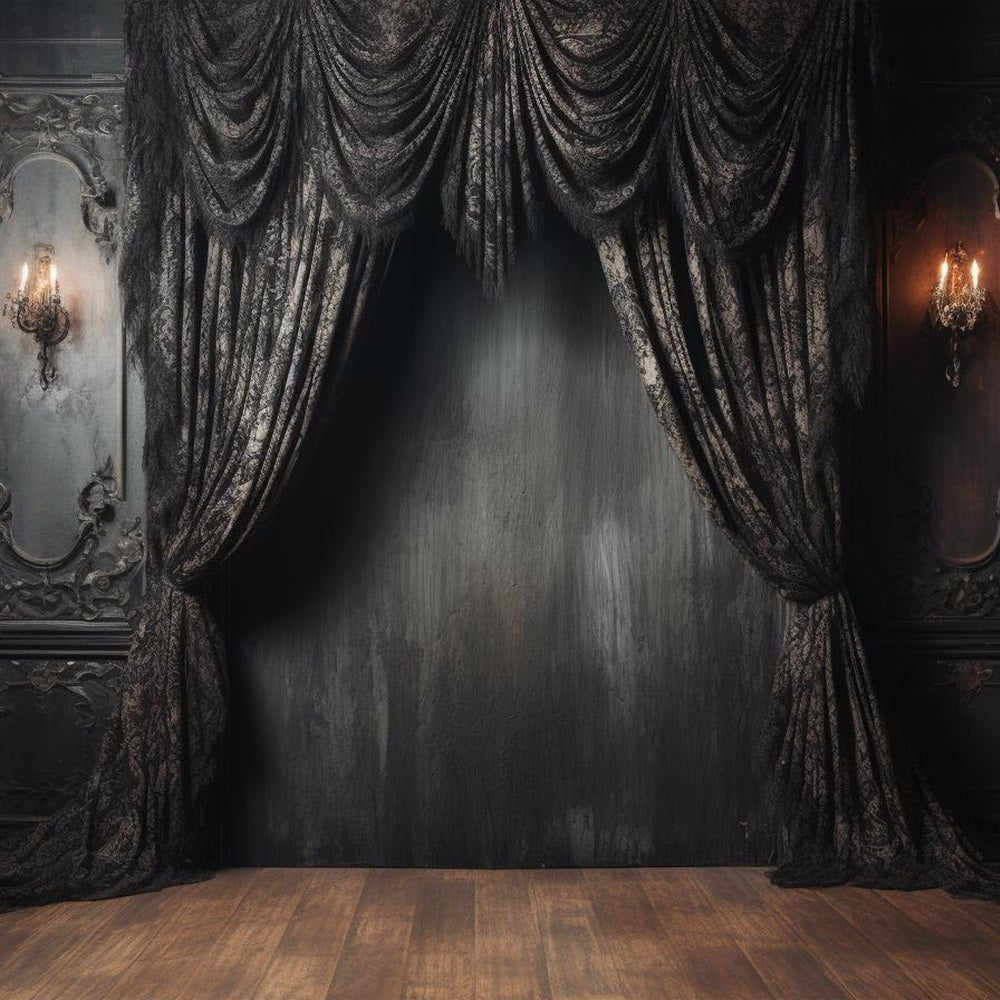 Sfondo Fotografico Da Parete Vintage, Sfondo In Pizzo Nero Ornato BRP10-295