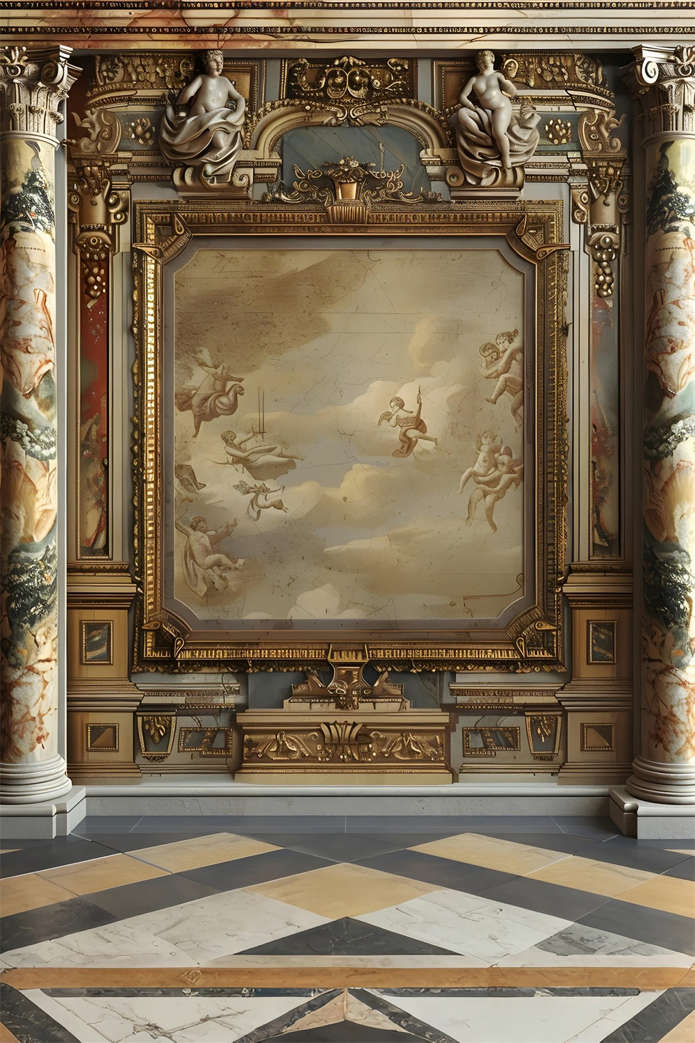 Sfondo Da Parete Vintage Cornice Decorativa Barocca BRP10-298