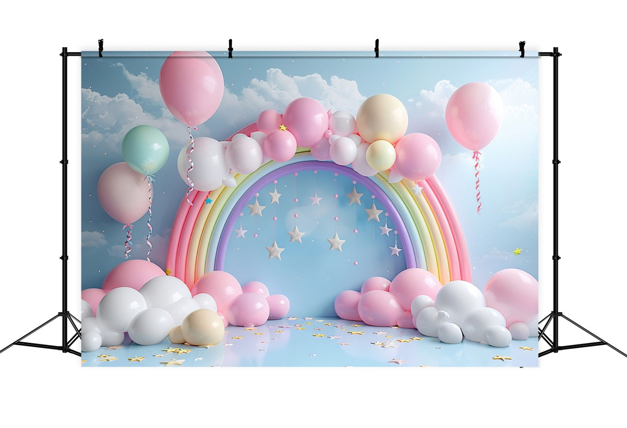 Sfondo Di Compleanno Arcobaleno Arco Palloncini Sfondo BRP10-313