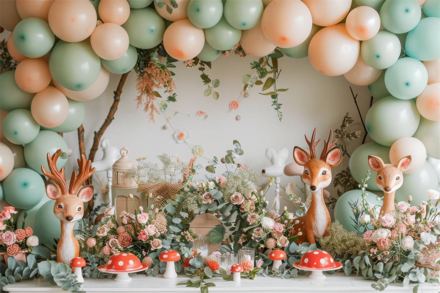 Sfondo Buon Compleanno Cervi Palloncino Fungo Sfondo BRP10-343