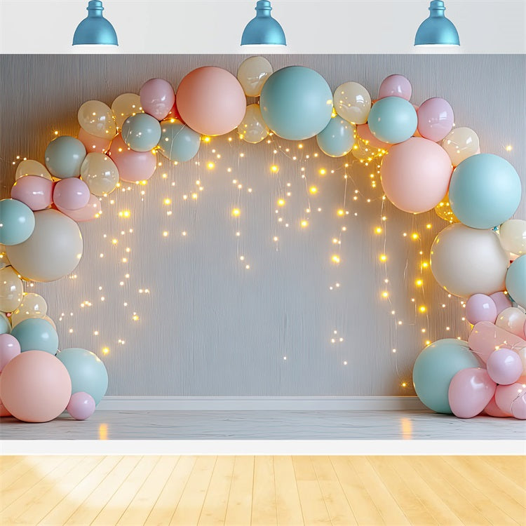 Sfondo Di Buon Compleanno Con Luci Ad Arco Per Palloncini BRP10-349